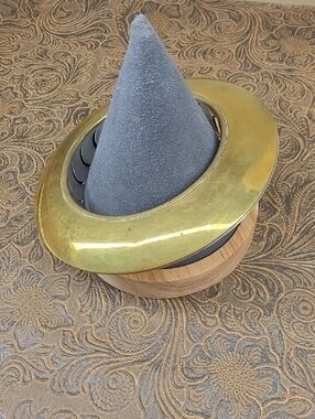 Vintage Brass Silver Two Tone Large Statement Bangle Bracelet